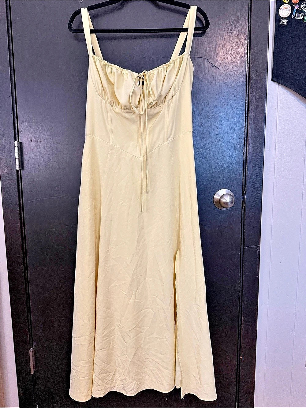 Corset Milkmaid Maxi Dress in Butter Yellow Size XL Like New